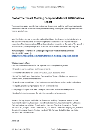 2021 Thermoset Molding Compound Industry Global Analysis Report