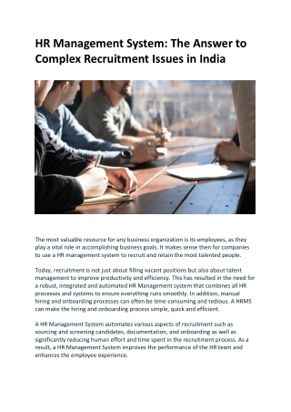 HR Management System - The Answer to Complex Recruitment Issues in India