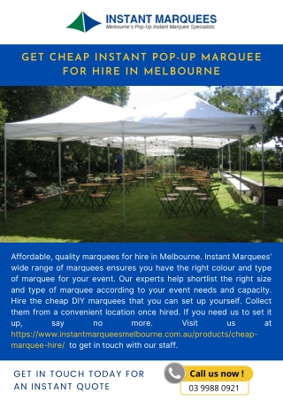 Get Cheap Instant Pop-up Marquee For Hire In Melbourne