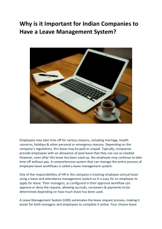 Why is it Important for Indian Companies to Have a Leave Management System?