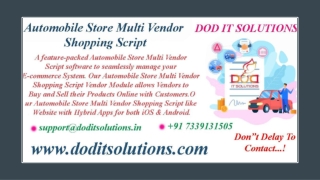 Best Online Automobile Store Multi Vendor System - DOD IT SOLUTIONS