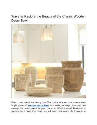 Ways to Restore the Beauty of the Classic Wooden Decor Bowl