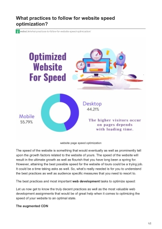 What practices to follow for website speed optimization?