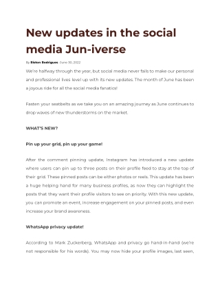 New updates in the social media Jun-iverse