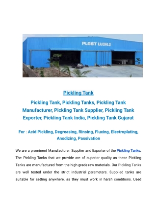 Pickling Tank