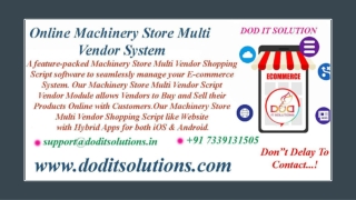 Best Online Machinery Store Multi Vendor System - DOD IT SOLUTIONS