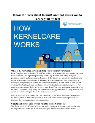 Know the facts about KernelCare that assists you to secure your system