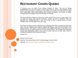 Restaurant Chairs Quebec