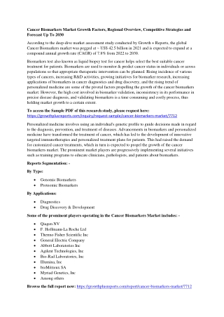 Cancer Biomarkers Market