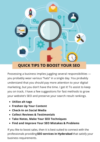 QUICK TIPS TO BOOST YOUR SEO