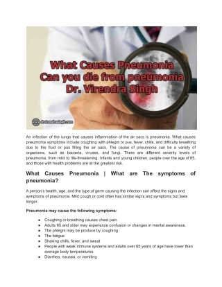 What Causes Pneumonia _ Can you die from pneumonia _ Dr. Virendra Singh