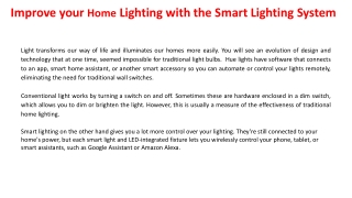 Improve your home lighting with the smart lighting system