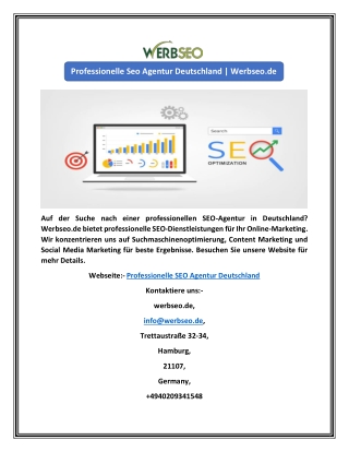 Professionelle Seo Agentur Deutschland | Werbseo.de