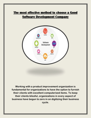 The most effective method to Choose a Good Software Development Company