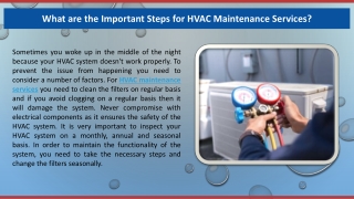 What are the Important Steps for HVAC Maintenance Services?