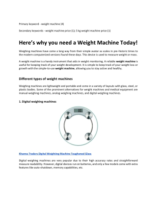 Here’s Why You Need a Weight Machine Today!