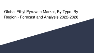 Global Ethyl Pyruvate Market, By Type, By Region - Forecast and Analysis 2022-2028