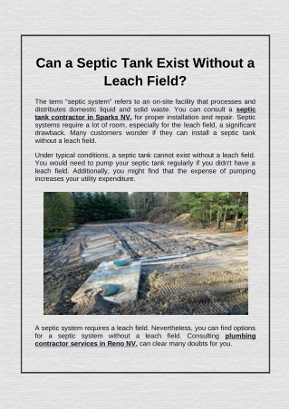 Can a Septic Tank Exist Without a Leach Field?