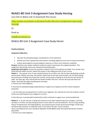 NU621-8D Unit 3 Assignment Case Study Herzing