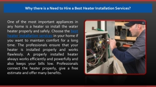 Why there is a Need to Hire a Best Heater Installation Services?