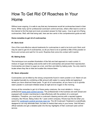 How To Get Rid Of Roaches In Your Home