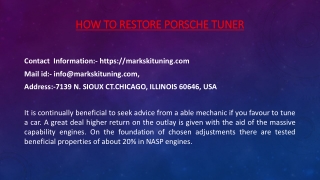How to Restore Porsche Tuner