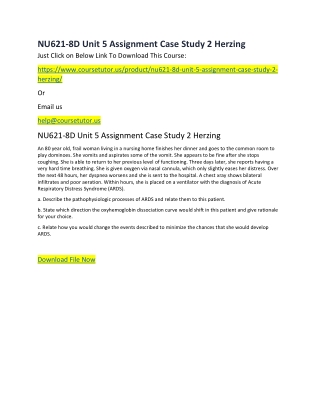 NU621-8D Unit 5 Assignment Case Study 2 Herzing