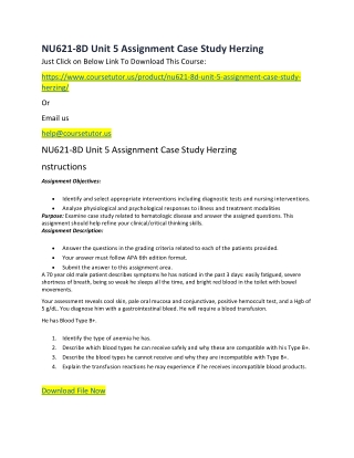 NU621-8D Unit 5 Assignment Case Study Herzing