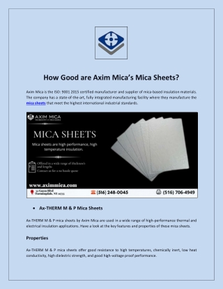 How Good are Axim Mica’s Mica Sheets?