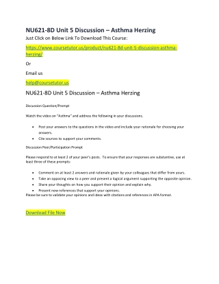 NU621-8D Unit 5 Discussion – Asthma Herzing