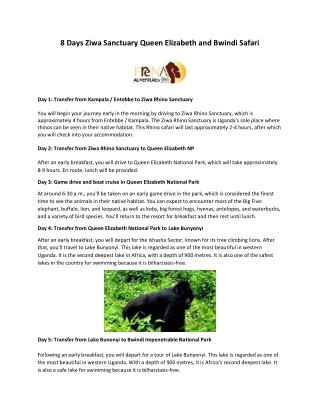 8 Days Ziwa Sanctuary Queen Elizabeth and Bwindi Safari