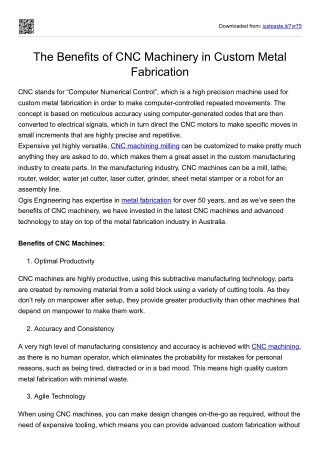 Benefits of CNC Machining