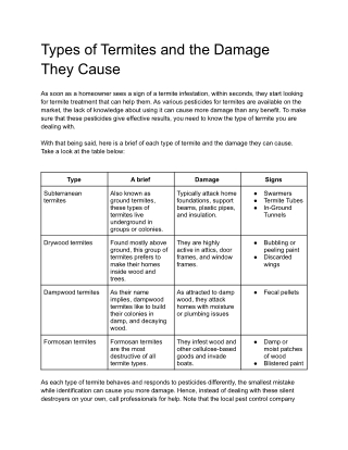 Types of Termites and the Damage They Cause