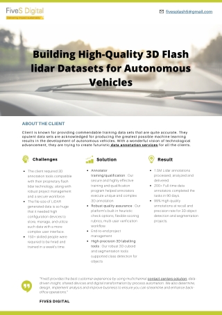 Building High-Quality 3D Flash lidar Datasets for Autonomous Vehicles