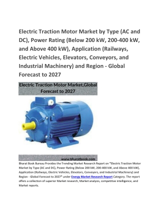 Electric Traction Motor Market,,Global Forecast to 2027