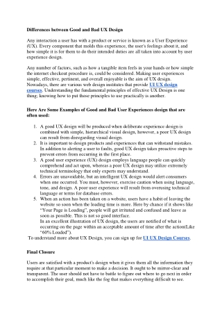 Differences between Good and Bad UX Design