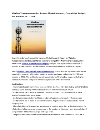 Global Wireless Telecommunication Services Market Research Report 2017-2026