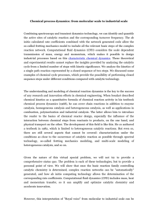 Chemical process dynamics: from molecular scale to industrial scale