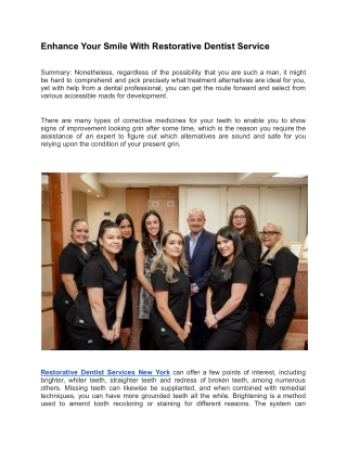 Restorative Dentist Services New York