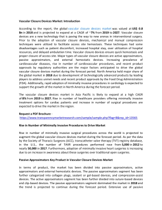 Vascular Closure Devices Market Development, Trends, Segmentations Analysis