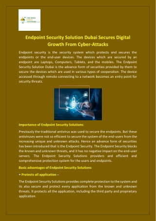 Endpoint Security Solution Dubai Secures Digital Growth From Cyber