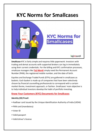 KYC Norms for Smallcases