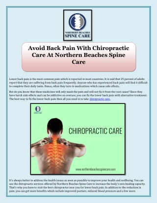 Avoid Back Pain With Chiropractic Care At Northern Beaches Spine Care