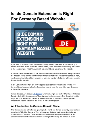 Is .de Domain Extension is Right For Germany Based Website