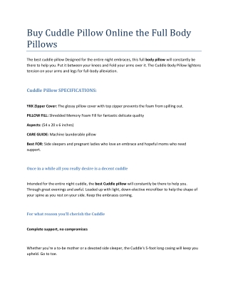 Buy Cuddle Pillow Online The Full Body Pillow