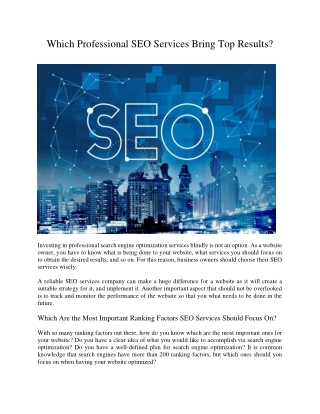 Which Professional SEO Services Bring Top Results?