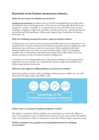 Essentials of the Fashion Accessories Industry