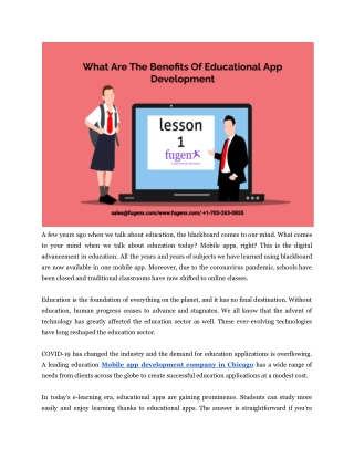 What Are The Benefits Of Educational App Development
