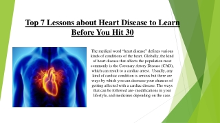 Top 7 Lessons about Heart Disease to Learn Before You Hit 30