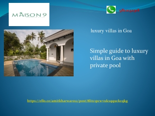 Simple guide to luxury villas in Goa with private pool